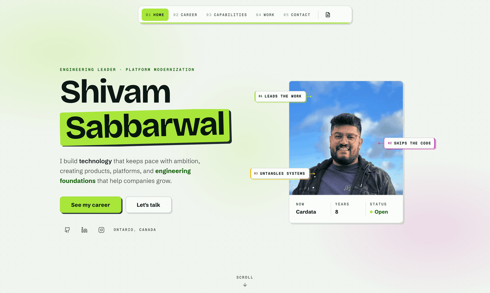 Personal Portfolio interface